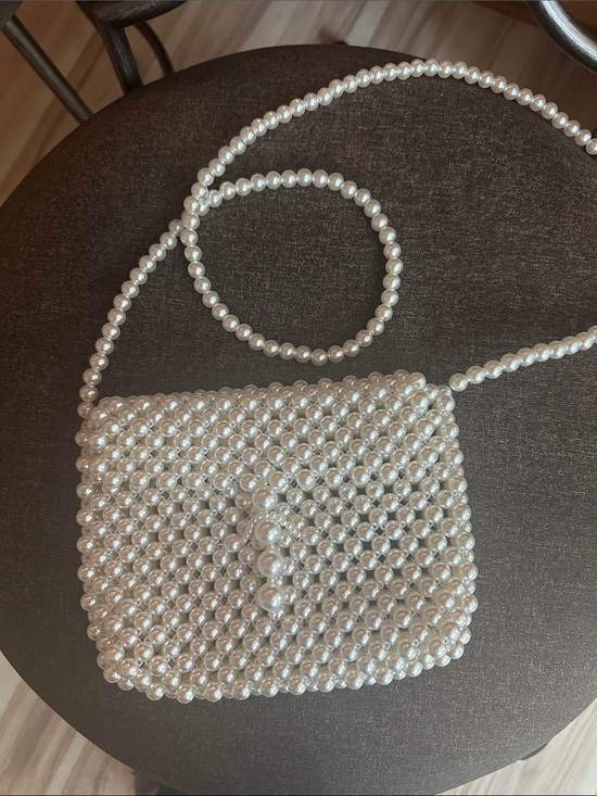 Handbags - Pearl Beaded Crossbody Bag - White
